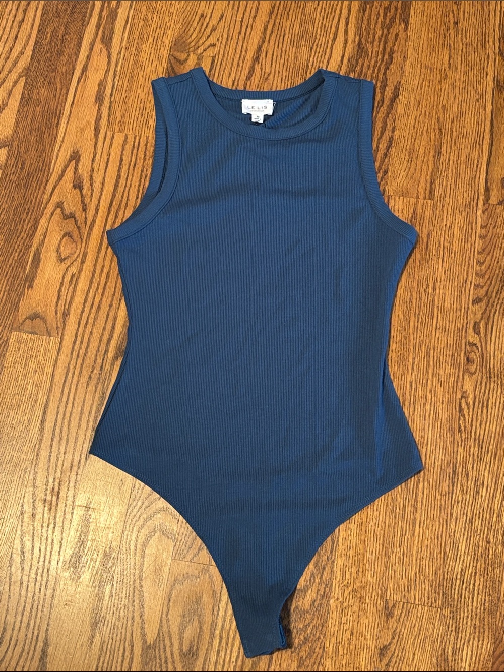NWT Le Lis Ribbed Sleeveless High-Neck Bodysuit Blue M